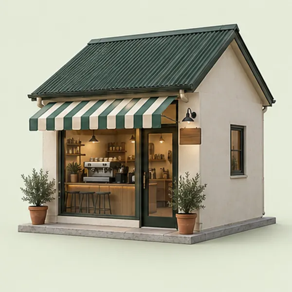 ภาพ 3D หน้าร้านกาแฟตัวอย่าง